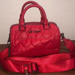 Betsey Johnson Heart-Quilted Red Mini Bag
